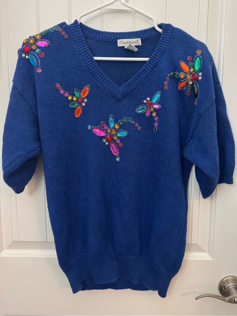 Vintage Eminent Dragonfly Jeweled Sweater – Women’s Medium- F